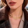 Vnox Minimalism Gold Plated Round Tassel Pendant Necklace for Women, Geometry Heart Charms Chain Necklace Free Trendy Jewelry