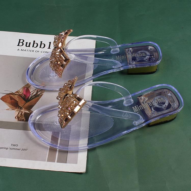 Yuzhihao Summer Beaded Flip-Flops: Women s Low-Heeled Beach Sandals 38