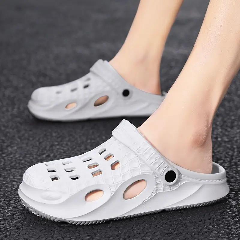 Fashion Rock Pattern Men's Shoe Outdoor Hole Beach Slides Cheap Shoes Liquidation Pvc Elegant Comfortable Original Rubber Male Slipper