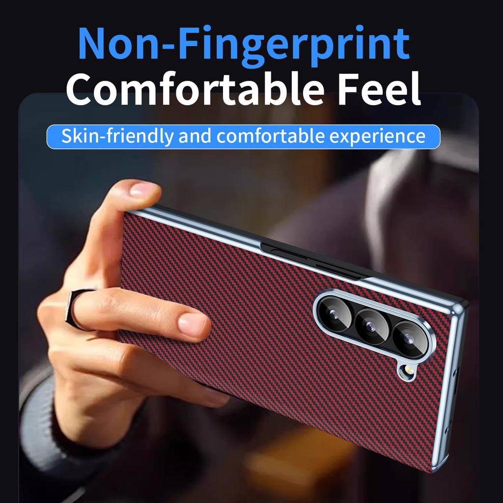For Samsung Galaxy Z Fold6 5G Case Leather+PC Phone Cover with Hinge Protection