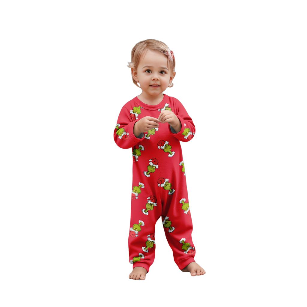 Christmas Print Cute Family Set Pajamas, Home Clothes, Family Set Long Sleeve Top Pants Set