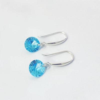 S925 Sterlingsilber 8MM Blaue Zirkonia Hängeohrringe für Damen - Einfacher Modetrend