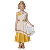 Kids Girls Ancient Greek Costume Color Blocked Layered Robe Sleeveless Side Invisible Zipper Metallic Trim Dress for Halloween Role Play Party