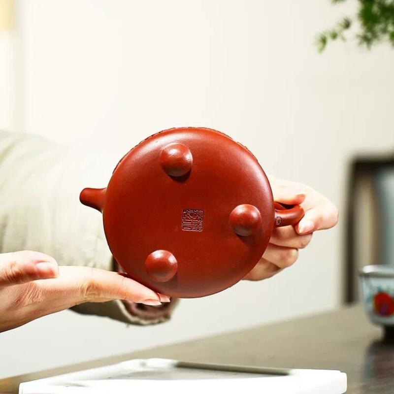 Embossed Dragon Teapot Yixing Handmade Purple Clay Pot Double Dragon Ceramic Teapot with Filter Hole