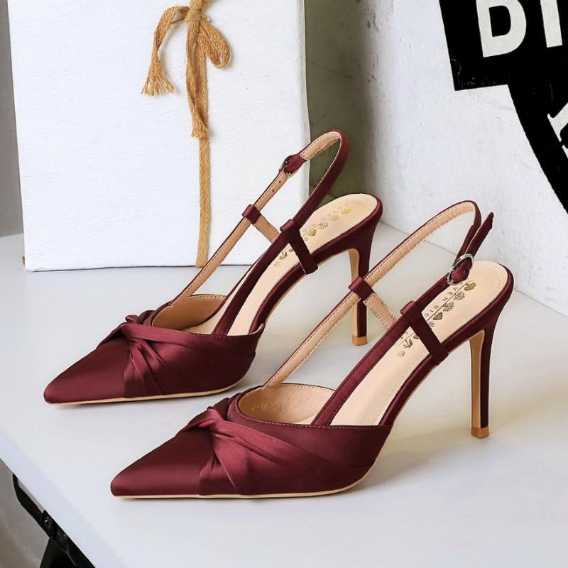 Fashion Women Vulcanized Shoes Elegant Party High Heels Thin Heel Bow Hollow Back Strap Super High Heel Pumps127