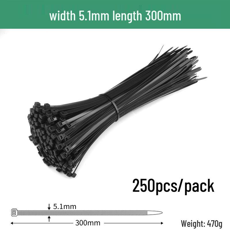 Black Self-Locking Nylon Cable Tie with Strong Anti-Theft Buckle