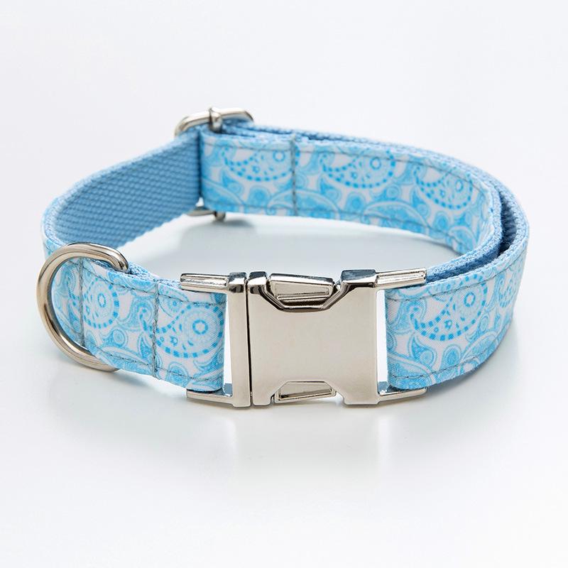 Paisley Dog Collar with Engraved Zinc Alloy Buckle - Hot Selling Cross-Border Pet Neckwear XL