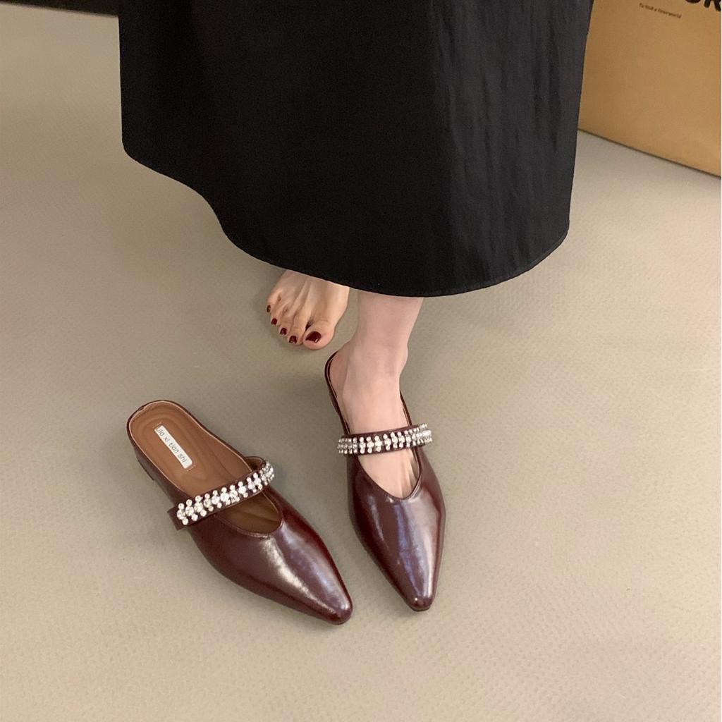 Innere Erhöhung Taschenkopf Halbschuhe Damenschuhe Oberbekleidung 2025 neuer Sommer spitz zulaufend Französische Mary Janes Halbschale einzelne Schuhe