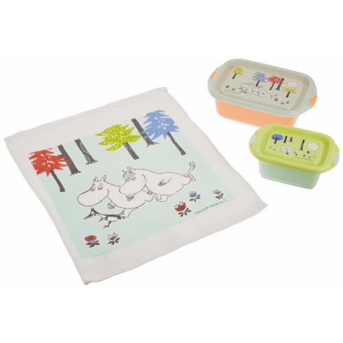 Skater Food Container & Wet Towel Gift Set (1000 yen) Moomin Forest Made in Japan SET937
