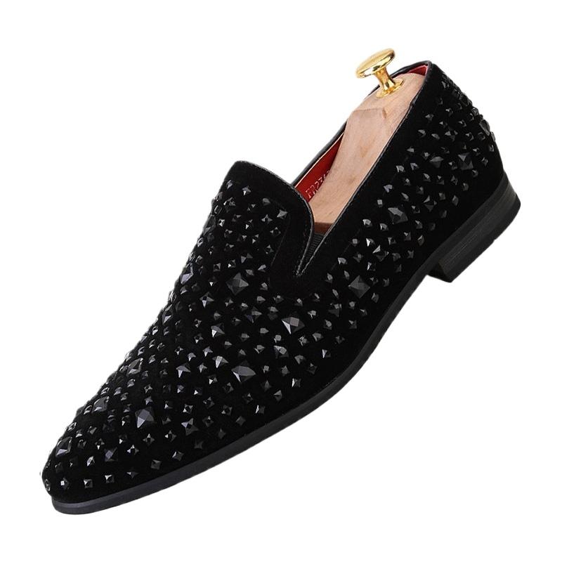 Fashion Formal Shoes Men Rhinestone Mens Dress Shoes Slip On Loafers Men Wedding Shoes Moda Italiana De Hombre Bona Zapatos Zapatillas