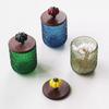 BEPAN 1PC Vintage American Style Glass Cotton Swab Storage Box Creative Toothpick Holder Dental Floss Dispenser French Ornament