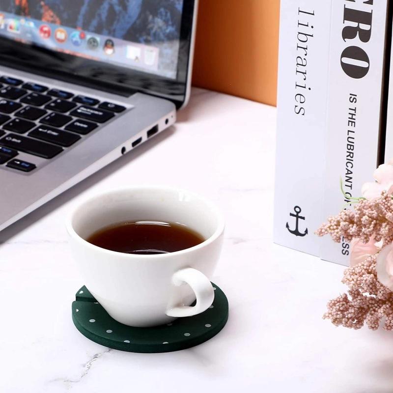 Cactus Coasters Set for Drinks of 6 Pieces Funny Coasters Cactus Gift with Flowerpot Holder for Home Office Bar Decor