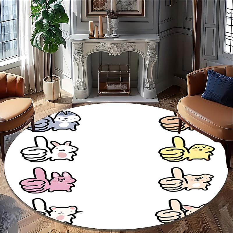 1pc Kpop Team4 Print Round Carpet Chair Round Carpet Suitable for Bedroom Living Room Home Decorative Carpet