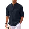 Men's Long Sleeved Stand Up Collar Plaid Casual Shirt