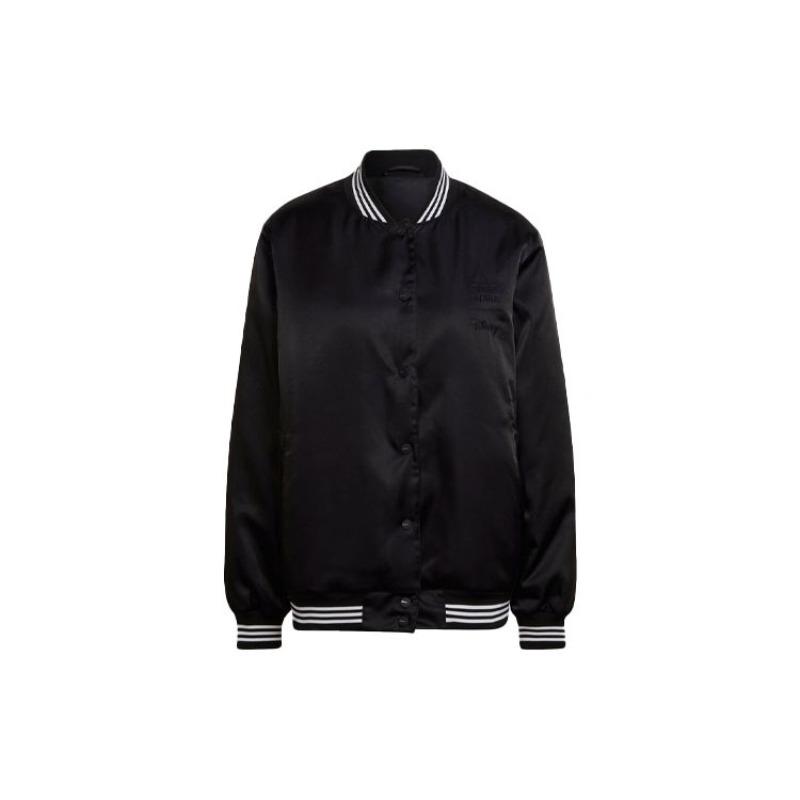 adidas Originals X Disney Bambi Muster Warme Baseball Baumwolljacke Damenjacke Schwarz HE6867