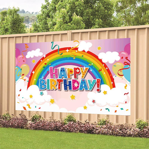 Rainbow Birthday Tapestry, Birthday Decoration Tapestry, Stylish Rainbow Birthday Wall Hanging Photo Backdrop, Rainbow Happy Birthday Party Photo Post