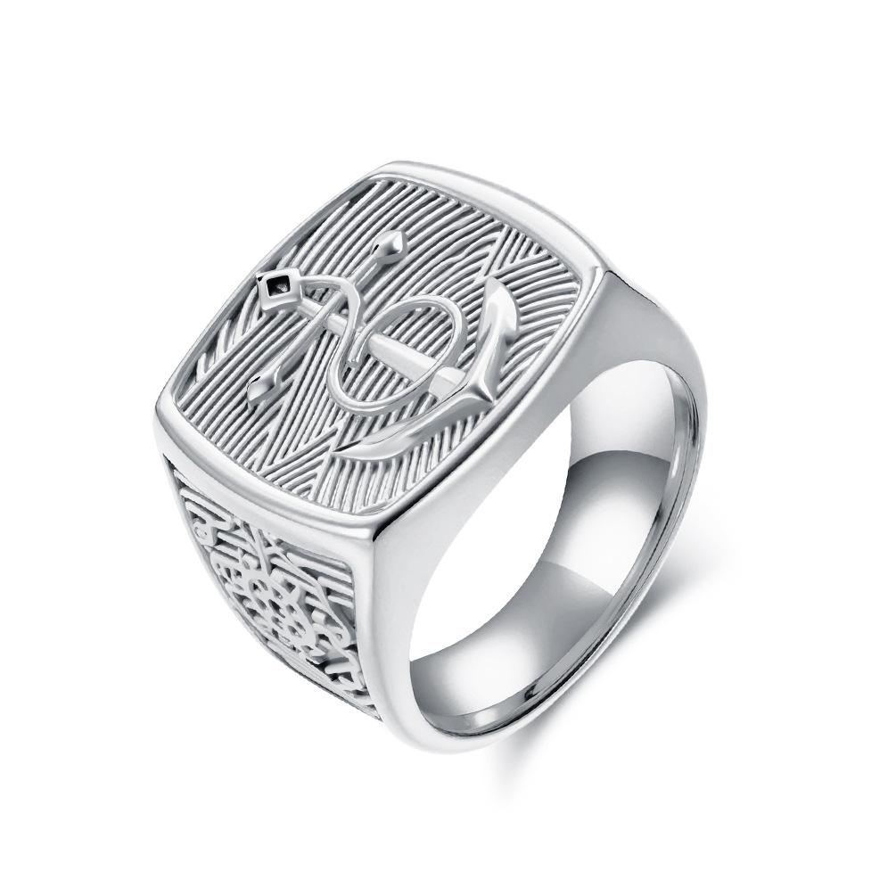 

Винтажное мужское кольцо в морском стиле, якорь, штурвал, титановая сталь, морская тематика, украшение для моряков, уникальное кольцо в морском стиле 12#