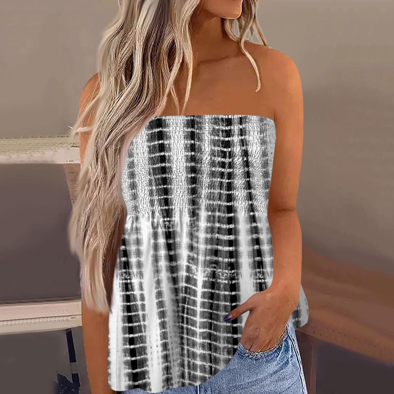 

Топы-трубы для женщин, милая сексуальная футболка без рукавов с открытыми плечами и принтом M