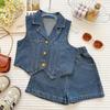 2026 Koreanischer Stil Mädchen Ärmelloses Jeans-Oberteil & Shorts Set – Trendiges Sommer-Outfit