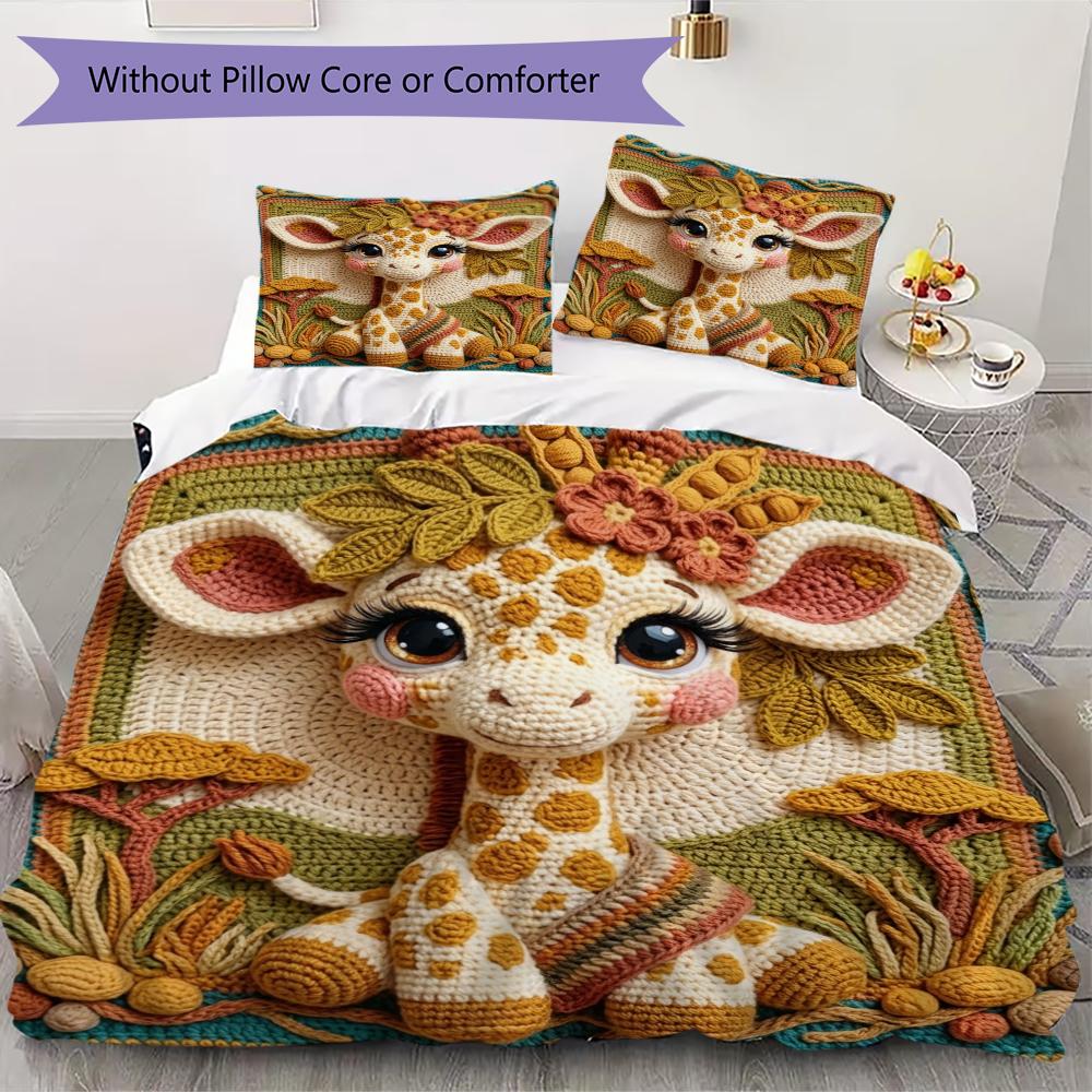 

3D Cute Animals Pattern Bedding uilt Set uilt Cover Pillowcase Home Decoration Birthday Gift (1 * duvet cover + 2 * pillowcase without core)3 135x200cm