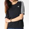 Adidas Originals Side Stripe Chiffon Breathable Sports Casual Short Sleeve T-Shirt Women Tops Black DX3695