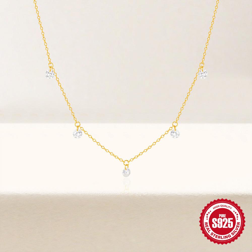 S925 Silver Diamond Scarf Necklace Personalized Fashion Clavicle Chain Delicate Premium Set