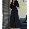 French Elegant Long Sleeve Dress With Knit Fabric For Casual And Office Wear