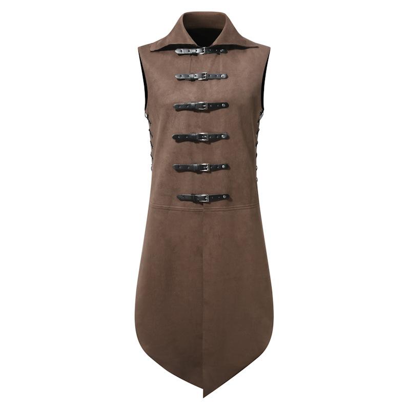 Retro Suede Vest Waistcoat Men Vintage Style Slim Fit Mens Sleeveless Vests V Neck Warm Waistcoat