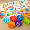 Wooden Number Puzzle and Bead Matching Game with Tweezers for Fine Motor Skills Development Multicolor Counting and Color Sorting Toy for Ages 3+