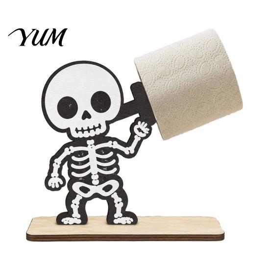 Halloween Party Supplies 2Pcs Paper Towel Holder, Cartoon Animal Tabletop Roll Dispenser, Wooden Stable Wood Tissue Support Stand for Kitchen Bathroom