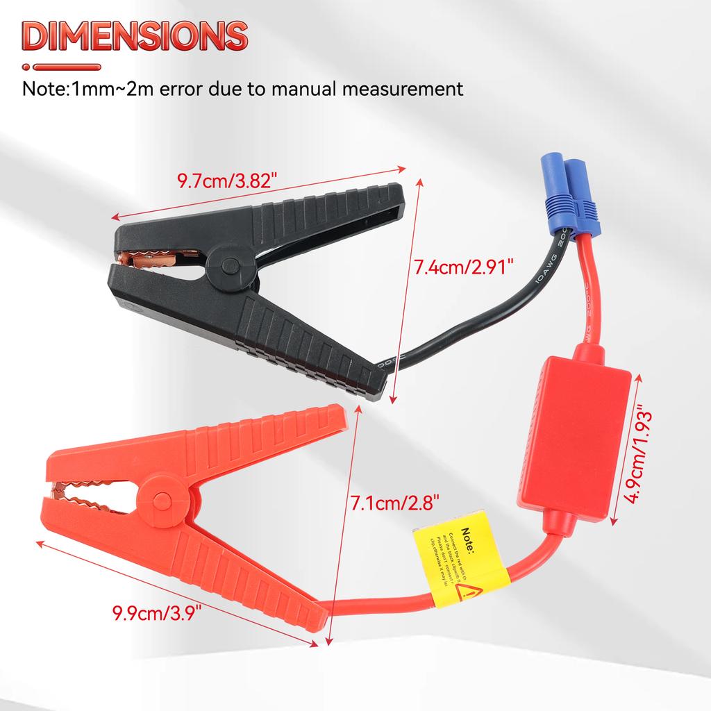 1pcs Battery Fire Wire Clip EC5 Connector Emergency Jumper Cable Alligator Clamp Booster for Universal 12V Car Starter Jump 200A