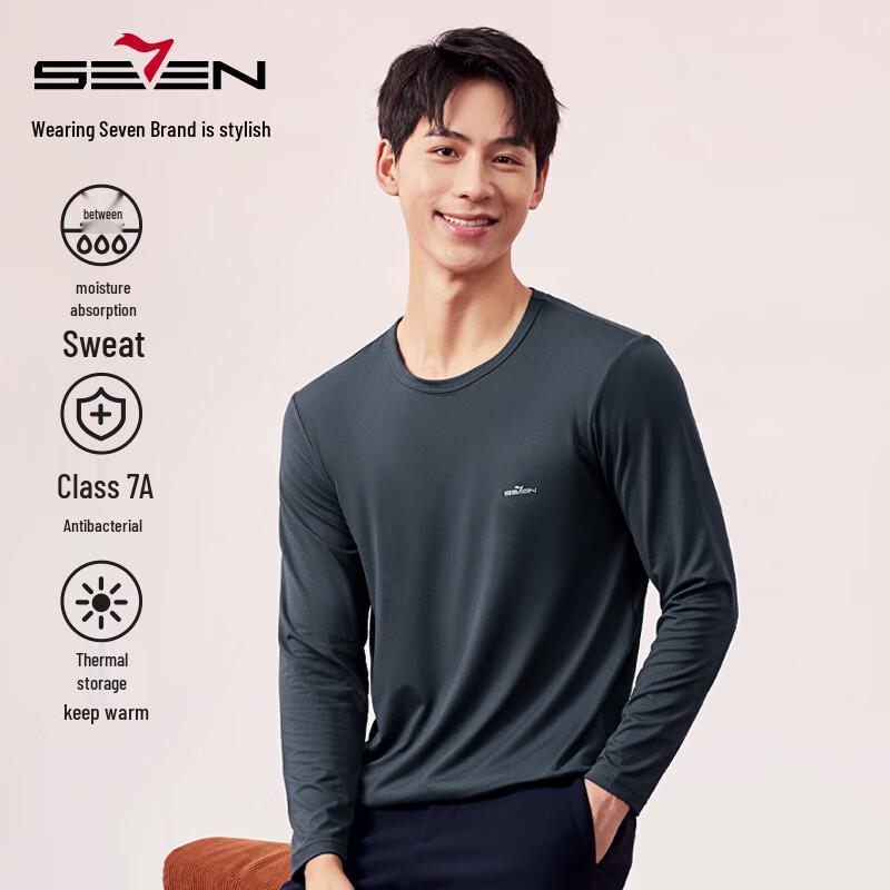Septwolves Men's Thermal Round Neck Long Sleeve Base Layer Top