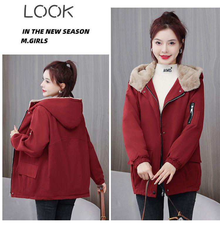 Women's Hong Kong Style Winter Cotton Jacket - Mid-Length, Thickened, Plus Velvet, Trendy & Versatile
