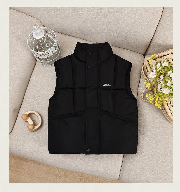 Kids' Thickened Stand Collar Down Cotton Vest - Stylish Autumn/Winter Outerwear for Boys and Girls