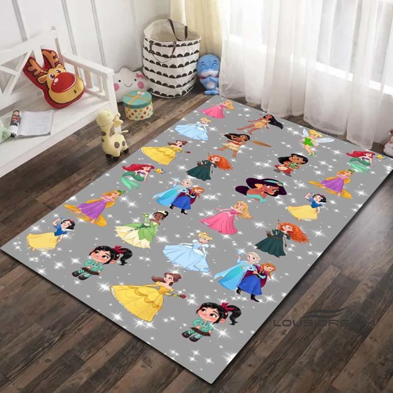 Tappeto con Disegno di Principessa Cartone Animato - Decorazione per Stanza, con disegni di Ariel e La Sirenetta, lavabile in lavatrice e morbido, perfetto per