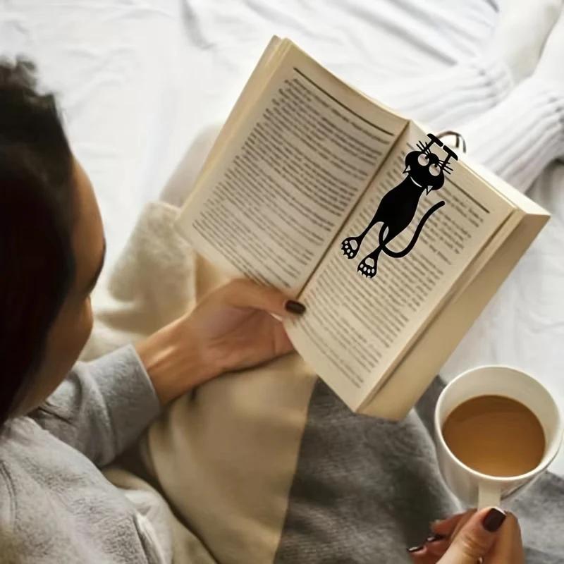 Hollow Out Cat Bookmark, Creative Black Cat Hanging Bookmark, Gift Creative Stationery