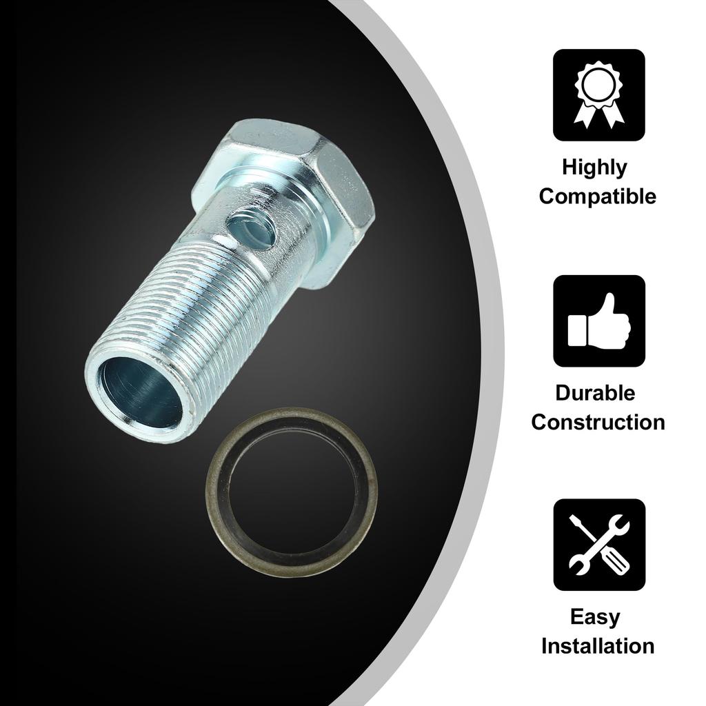 X AUTOHAUX 2 Sets Universal Auto Banjo Bolt Brake Fitting Adapter Kit Brake Line Thread Bolts and Washers M20*1.5*54