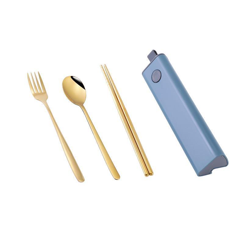 304 Stainless Steel Spoon Fork Chopsticks Cutlery Set Portable Dinnerware Kit Lunch Tableware with Box Travel Kitchen Accessories