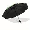 1pc Automatic Folding Umbrella with Moon & Butterflies Design - 8-Rib Portable Umbrella, Durable Iron Frame, Vibrant Starry Ni