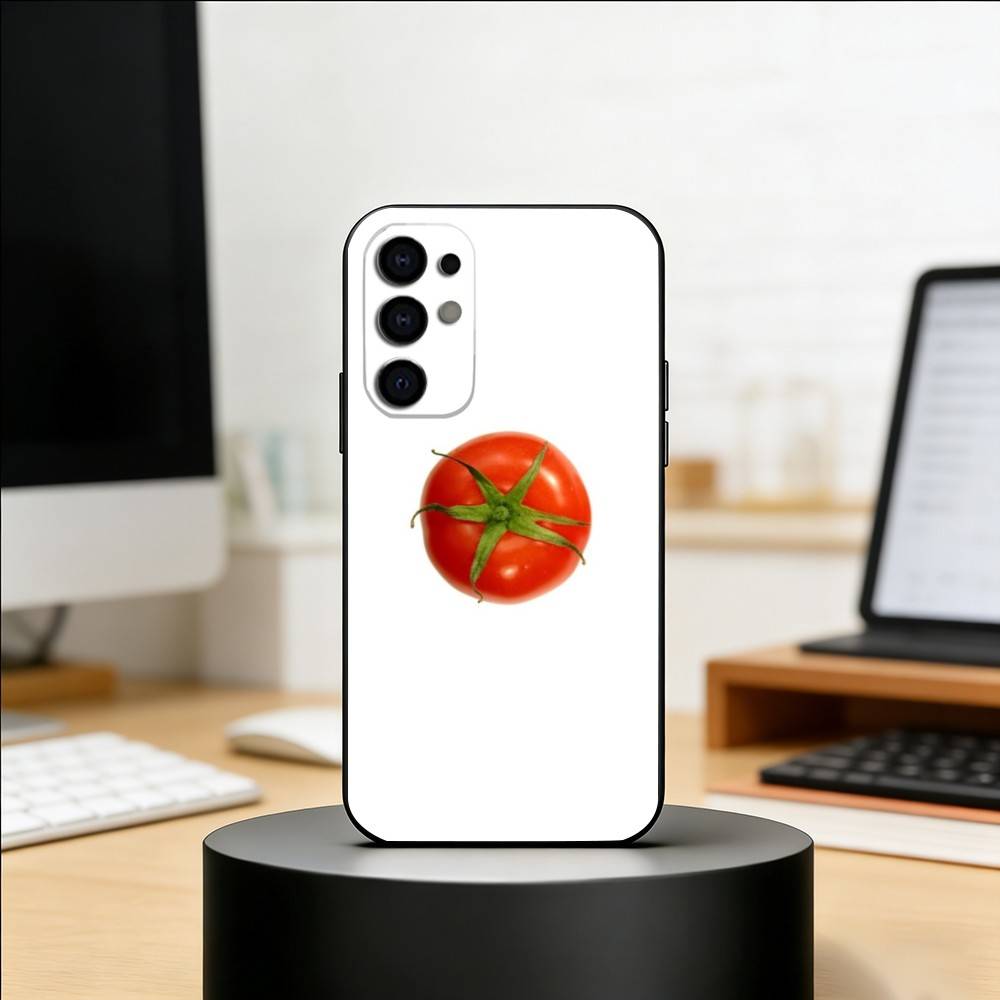 Tomato Fruit Clear Korean Cute Ins Phone Case For Samsung S25,S24,S21,S22,S23,S30,Ultra,S20,Plus,Fe,Soft Silicone Black Cover
