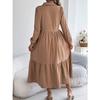 GMXIA Autumn and Winter Lapel Casual Loose Long-sleeved Ruffled Shirt Dress for Women
