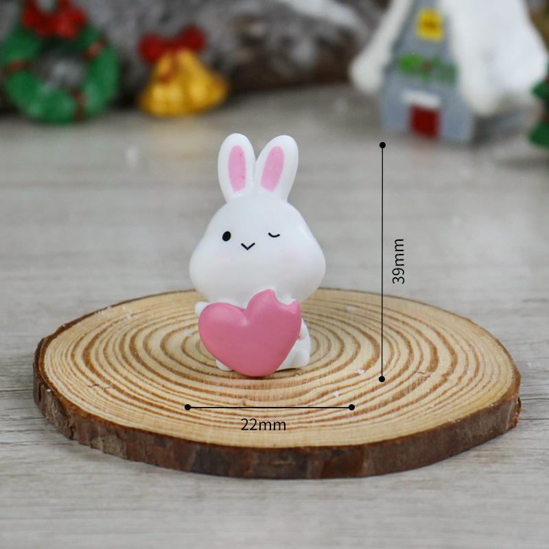 Christmas Resin Decorative ItemsMini Little Rabbits and Cute Cartoon Animals for Decoration and Landscaping