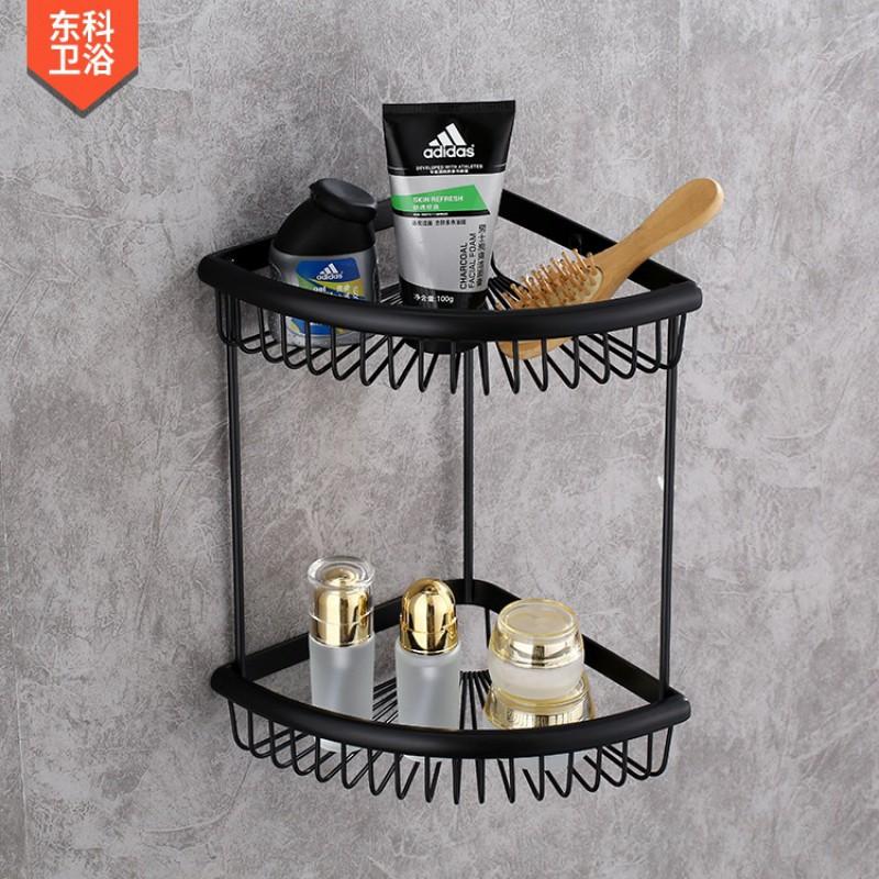 Solid Copper Bathroom Corner Shelf Triangle Storage Basket Single Double Layer Wall Mounted Organizer Shower Toilet