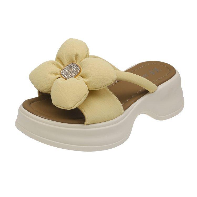 Fairy Style Muffin Thick-soled Diamond Flower with Skirt Sandals Female Outer Wear Summer New Fashion Versatile Beach Sandals
