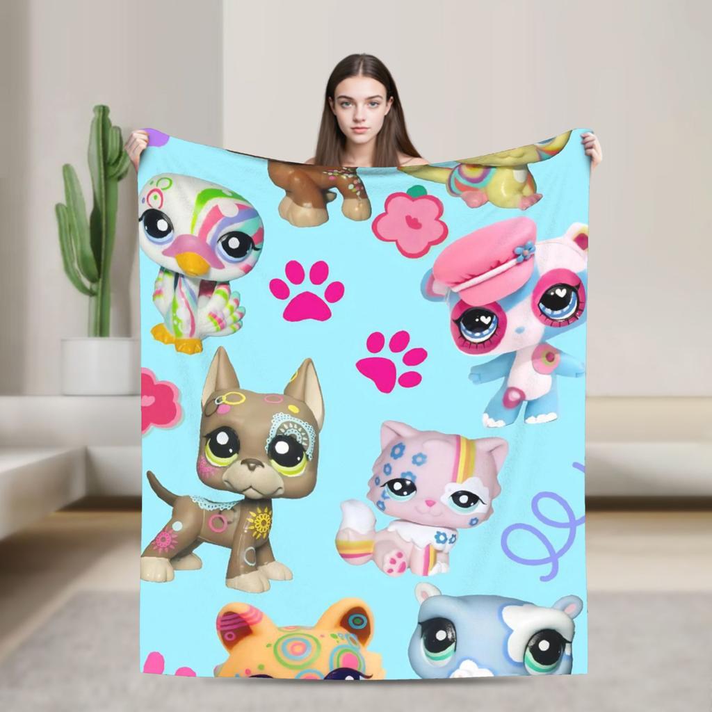 Warm Soft Blanket Camping Littlest Pet Shop Throw Blanket  Flannel Bedspread For Outdoor Novelty Sofa Bed Cover