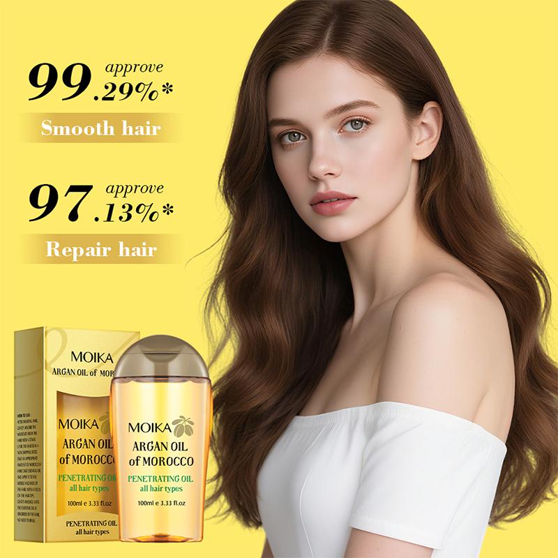 Moika 100 ml Marokkanisches Arganöl Haar Feuchtigkeitsspendend und Glanzverleihend Entfernt Frizz Repariert Geschädigtes Haar