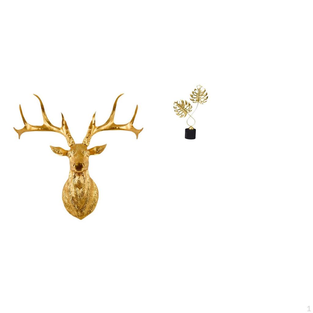 Resin Deer Head Wall Sculpture Collectible Boho Artwork Mount Decor for Office Home Iron Figurine