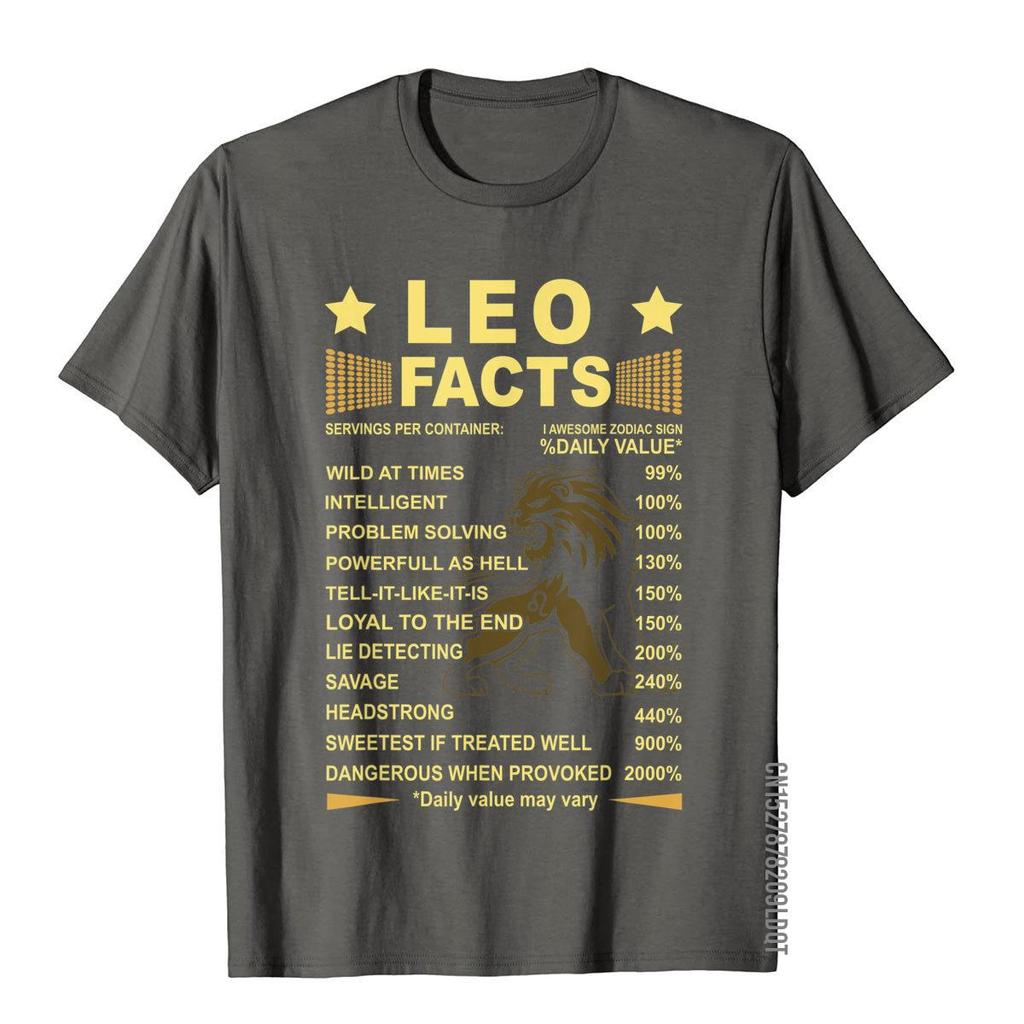 Leo Facts Zodiac Funny Leo Birthday Gift Tee TShirt Rife Adult T Shirts Fitness Tops T Shirt Cotton Simple Style