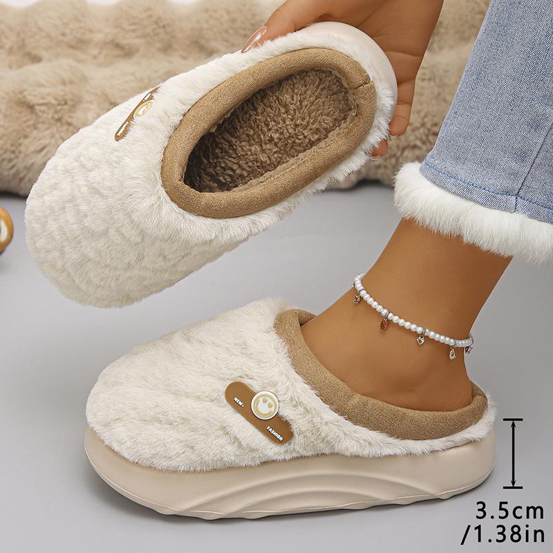 Fashion Winter Thick Sole Cotton Slippers Women Comfort Sole Sole Non Slip House Slippers Woman Inndor Warm Plush Platform Slides Shoes