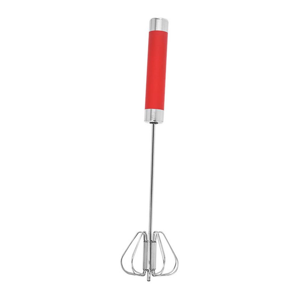 Hand Push Rotary Whisk Blender, Stainless Steel Semi-automatic Egg Whisk - 30cm